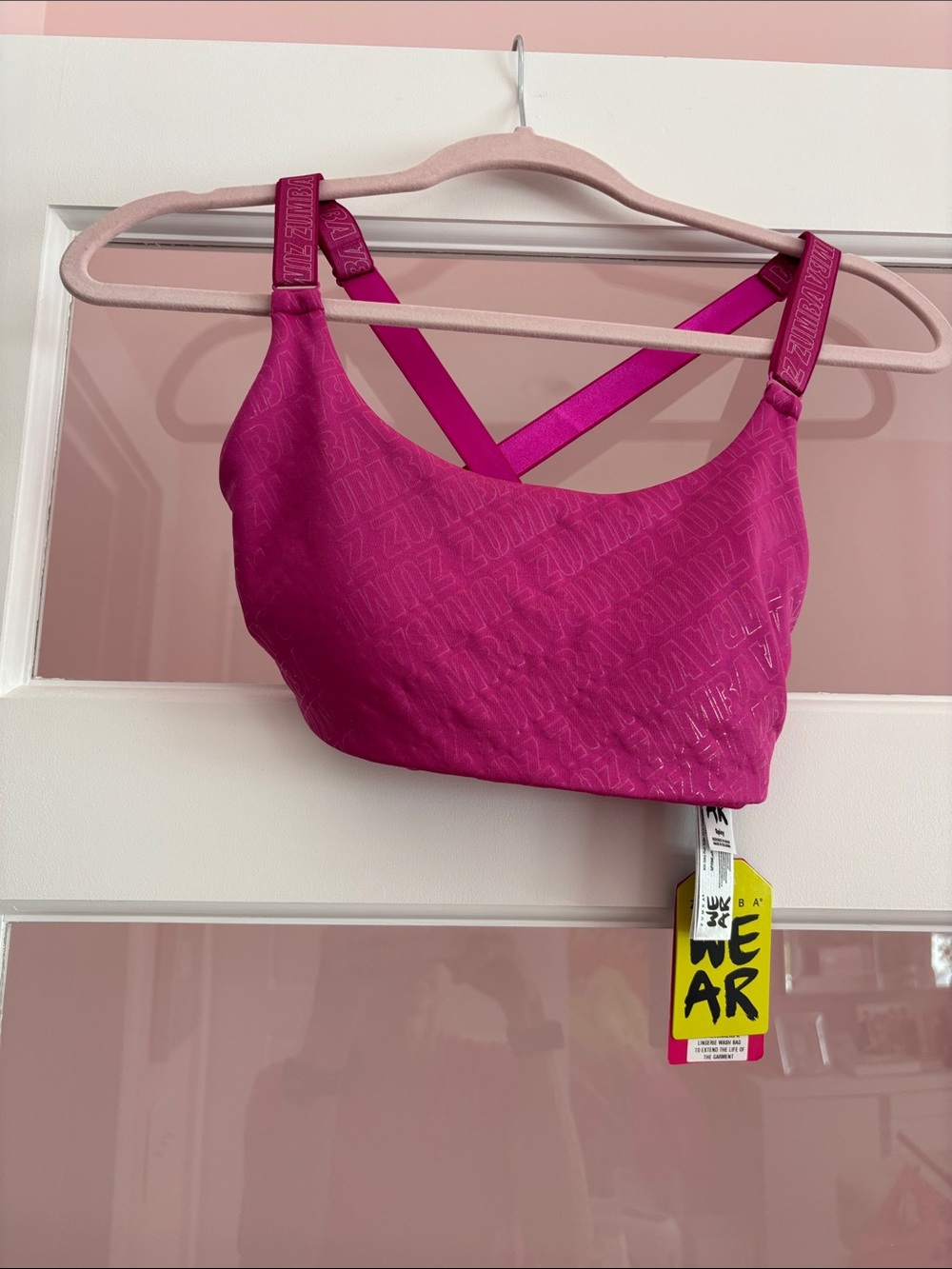 Zumba Fitness Magenta Seamless Sports Bralette with Crisscross Straps